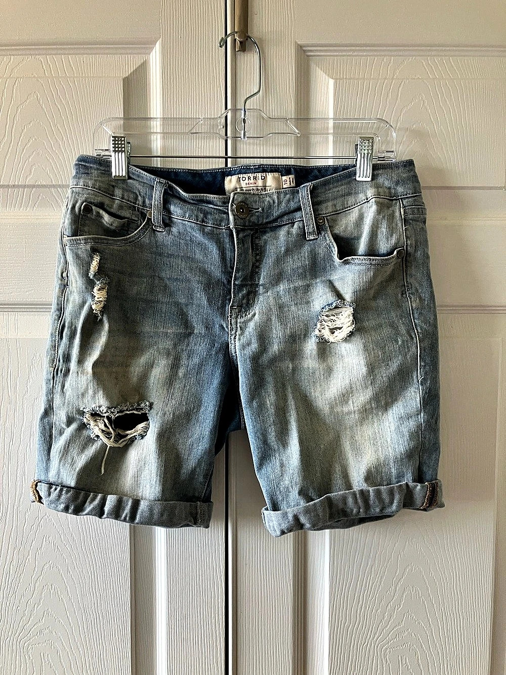 Torrid Distressed Denim Jean Shorts in Blue